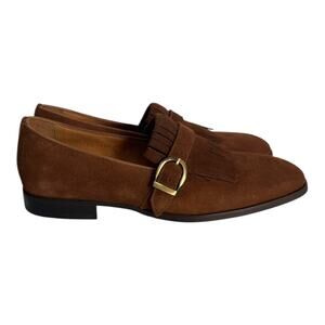 Zerbay Collection Neblina Tobacco Suede Fringe Single Monk Shoes Size 43